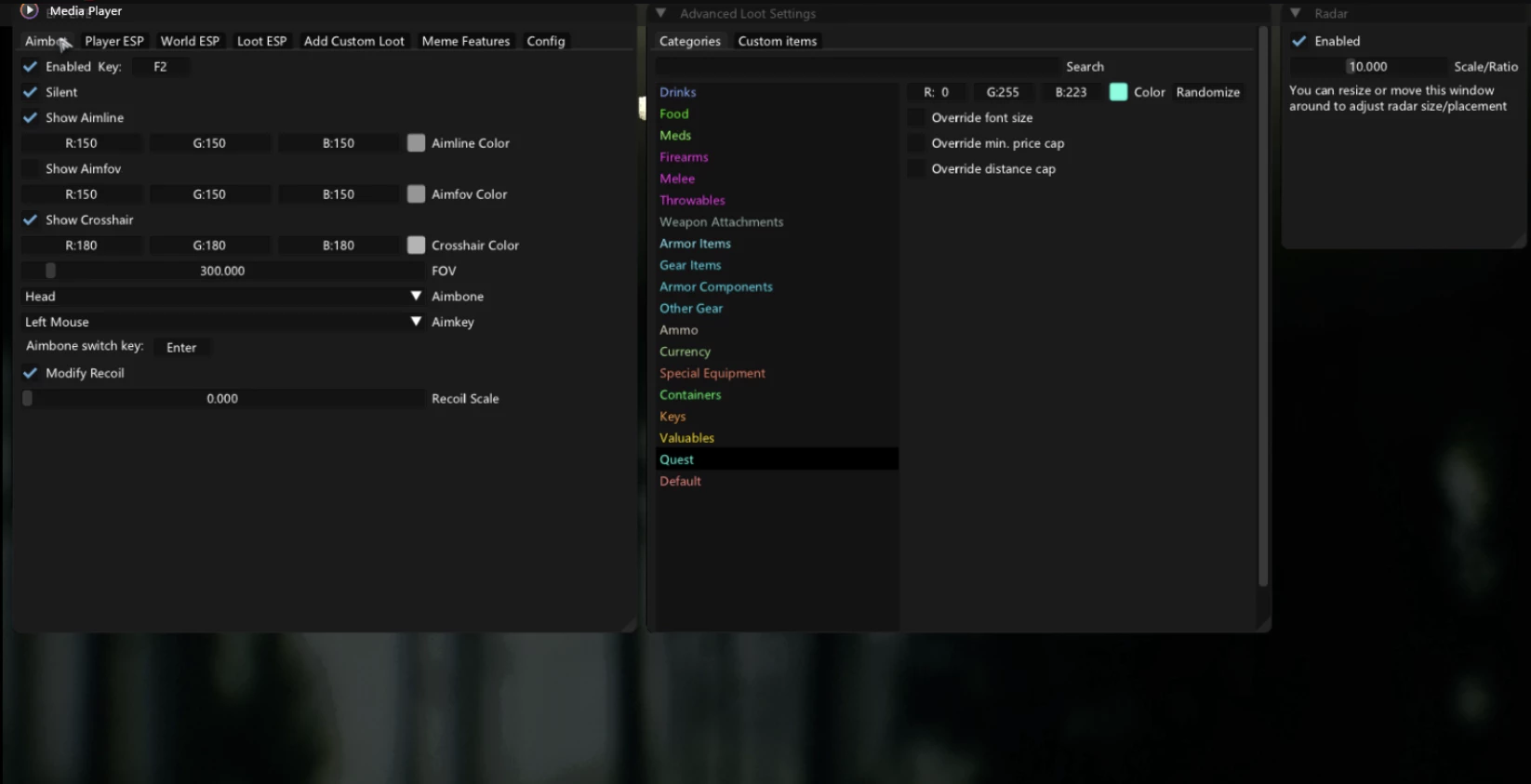 Tarkov Cheats Menu.webp